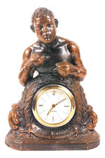 "JOE LOUIS WORLD CHAMPION" METAL FIGURAL CLOCK.