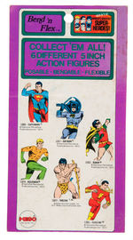 "AQUAMAN BEND 'N FLEX" MEGO FIGURE ON CARD.