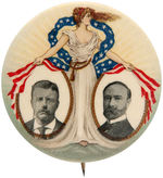 THEODORE ROOSEVELT WITH MISS LIBERTY CLASSIC JUGATE IN RAREST 1.75” SIZE.