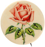 “THEODORE ROOSEVELT” ROSE REBUS 1904 CAMPAIGN BUTTON.