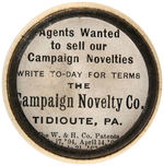 “THEODORE ROOSEVELT” ROSE REBUS 1904 CAMPAIGN BUTTON.