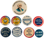 ANTI-PROHIBITION GROUP OF NINE EARLY BUTTONS.