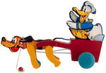"DONALD DUCK - PLUTO" DOG CART FISHER-PRICE PULL TOY.