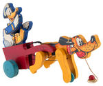 "DONALD DUCK - PLUTO" DOG CART FISHER-PRICE PULL TOY.