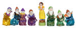 "SNOW WHITE AND THE SEVEN DWARFS" BOXED SET OF BISQUES WITH CANDY.