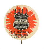 FIRE FIGHTING EARLY CHEMICAL ADVERTISING BUTTON.