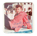 ELVIS OUTDOORS RARE 2.5" SQUARE BUTTON FROM 1956.