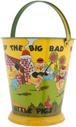 "WHO'S AFRAID OF THE BIG BAD WOLF? THREE LITTLE PIGS" LARGE SAND PAIL.