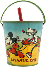 MICKEY MOUSE & FRIENDS "ATLANTIC CITY" SMALL SAND PAIL & SHOVEL.