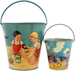 CHILDREN AT BEACH SAND PAIL PAIR.