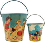 CHILDREN AT BEACH SAND PAIL PAIR.