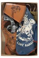 "LONE RANGER OFFICIAL OUTFIT" BOXED HOLSTER SET WITH COMPOSITION GUN.