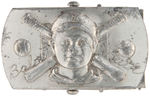 “BABE RUTH” SILVERED METAL BELT BUCKLE WITH HIS PORTRAIT.