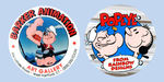 TWO POPEYE LOCAL ARTIST PROMO BUTTONS.