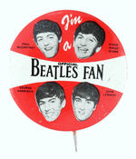 BEATLE FAN LITHO 1.5" UNUSUAL SIZE.