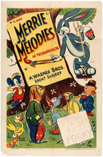 LOONEY TUNES "MERRIE MELODIES" MOVIE POSTER FEATURING BUGS BUNNY, ELMER FUDD & OTHERS.