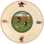 MICKEY & MINNIE MOUSE & PLUTO FRENCH CHINA PLATE (THREE LITTLE PIGS VARIETY).