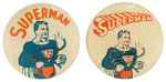 SUPERMAN'S FIRST EVER PIN-BACK BUTTON PLUS REVISED 1942 BUTTON.