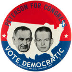 LYNDON JOHNSON EXTREMELY RARE COATTAIL JUGATE WITH “PETERSON FOR CONGRESS.”