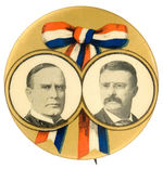 EXCEPTIONALLY LARGE SIZE OF CLASSIC McKINLEY AND THEODORE ROOSEVELT JUGATE BUTTON.