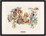 JACK DAVIS FRAMED “THE GOOD LIFE” FULL COLOR ORIGINAL ART WITH VARIOUS CELEBRITIES.