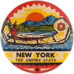 LARGE AND EXCEPTIONALLY COLORFUL BUTTON CIRCA 1950 PROMOTING "NEW YORK/THE EMPIRE STATE."