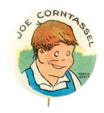 "JOE CORNTASSEL" FIRST EVER OVALTINE PREMIUM BUTTON FROM HAKE COLLECTION & CPB.