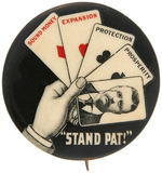 “STAND PAT!” ROOSEVELT 1904 CLASSIC BUTTON WITH CORRECT BACK PAPER.