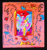 PETER MAX "ANGEL WITH HEART" ORIGINAL SIGNED COLLAGE ART.