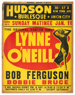 "LYNNE O'NEILL THE ORIGINAL GARTER GIRL" 1953 HUDSON BURLESQUE THEATER POSTER.