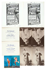 "LYNNE O'NEILL THE ORIGINAL GARTER GIRL" 1950s GROUP OF 10 PROMOTIONAL PAPER ITEMS.