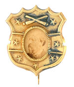 GARFIELD 1880 BRASS SHELL BADGE UNLISTED IN DeWITT AND HAKE.