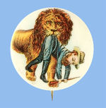 BEAUTIFUL COLOR BOER WAR CARTOON BUTTON.