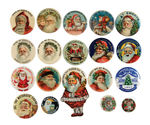 EXCELLENT QUALITY COLLECTION OF 19 SANTA BUTTONS.