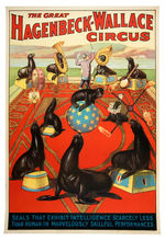 "HAGENBECK-WALLACE CIRCUS" PERFORMING SEALS POSTER.