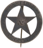 "CONSTABLE & INDT. DETECTIVE" BADGE MADE FROM PERUVIAN SILVER COIN KNOWN AS SEATED LIBERTAD SOL.