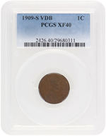 1C LINCOLN CENT 1909-S VDB PCGS XF40.