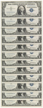 $1 SILVER CERTIFICATE SEQUENTIAL NOTES LOT OF 66.