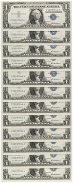 $1 SILVER CERTIFICATE SEQUENTIAL NOTES LOT OF 66.