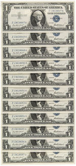 $1 SILVER CERTIFICATE SEQUENTIAL NOTES LOT OF 66.