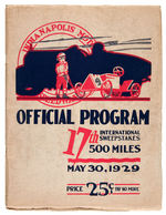 "INDIANAPOLIS 500" 1929 PROGRAM FOR 17TH RACE.