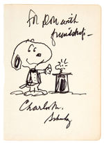 SNOOPY AS MAGICIAN WITH WOODSTOCK SPECIALTY ORIGINAL ART BY PEANUTS CREATOR CHARLES M. SCHULZ.