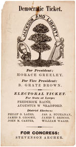 GREELEY AND BROWN 1872 MARYLAND "DEMOCRATIC TICKET" PLUS SHEET MUSIC.