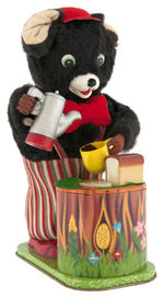 "SMOKING PAPA BEAR" & "COFFEE TIME BEAR" BATTERY-OPERATED TOY PAIR.