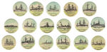 "UNITED STATES WAR SHIP" COMPLETE SET OF 17 BUTTONS C. 1897.