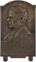 THEODORE ROOSEVELT BRONZE PLAQUE WITH FAMOUS QUOTATION FROM 1899 STRENUOUS LIFE SPEECH.