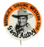 AUTRY EARLY BUTTON NAMING HIM "REPUBLIC'S SINGING WESTERN STAR."