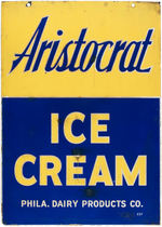 "ARISTOCRAT ICE CREAM" PORCELAIN ADVERTISING SIGN.