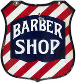 "BARBER SHOP" PORCELAIN SIGN.
