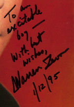 WARREN ZEVON SIGNED "EXCITABLE BOY" LP ALBUM COVER.